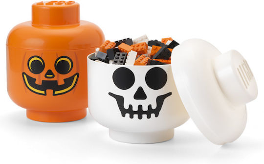 Room Copenhagen Kinder Aufbewahrungsbox aus Kunststoff Lego Head Pumpkin Orange 24x24x27cm 1Stück