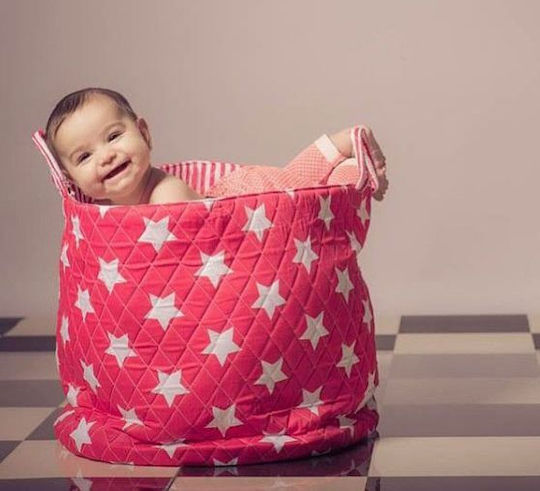 Minene Children's Storage Basket made of Fabric Stars Red 1pcs
