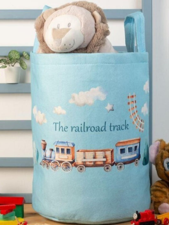Dimcol Παιδικό Καλάθι Αποθήκευσης από Ύφασμα Railroad 93 Γαλάζιο 45x30x50cm