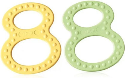 Nuk Teething Ring Made of Plastic for 3 m+ Yellow-Green 2 Pieces 10.256.227/YellowGreen