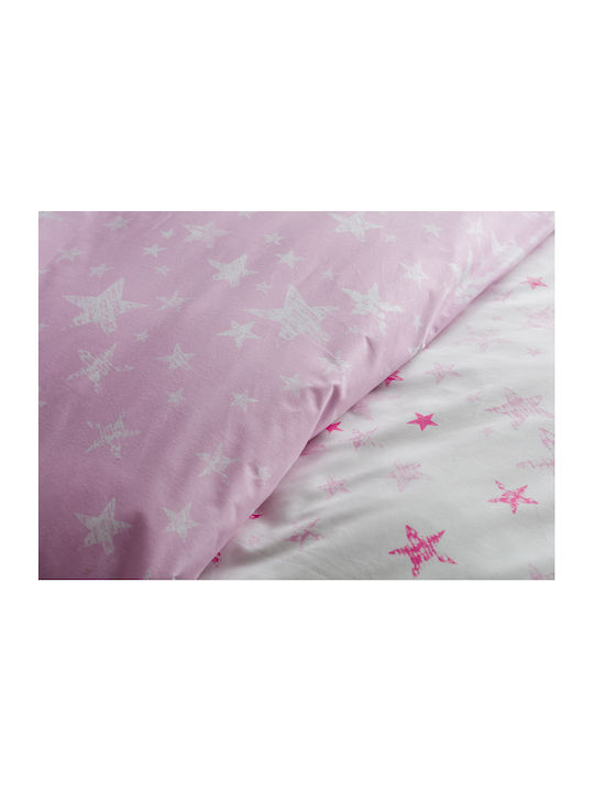 Charalambidis Textiles Γαλαξίας Παιδική Μαξιλαροθήκη 52x72εκ. Λευκή/Ροζ