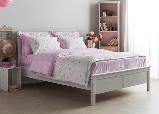Charalambidis Textiles Γαλαξίας Παιδική Μαξιλαροθήκη 52x72εκ. Λευκή/Ροζ