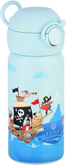Estia Wonder Bottle Save the Aegean Stainless Steel Kids Thermos Water Bottle with Straw Non Spill Treasure Quest 350ml