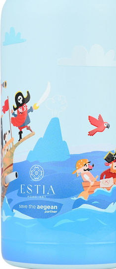 Estia Wonder Bottle Save the Aegean Stainless Steel Kids Thermos Water Bottle with Straw Non Spill Treasure Quest 350ml
