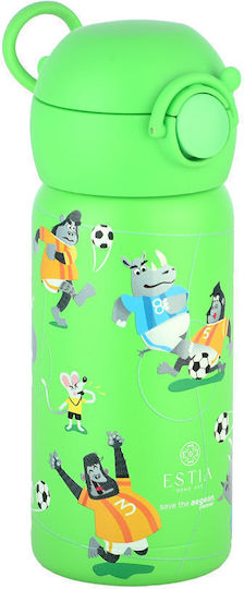 Estia Wonder Bottle Save the Aegean Kids Water Bottle Thermos Football Stainless Steel with Straw Non Spill Jungle Kick 350ml