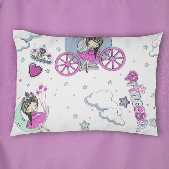 Dimcol Princess Παιδική Μαξιλαροθήκη 50x70εκ. White-lila