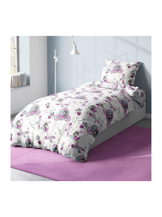 Dimcol Princess Παιδική Μαξιλαροθήκη 50x70εκ. White-lila