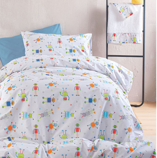 Rythmos Robot Chat Kids Cotton Pillowcase Set 50x70cm White