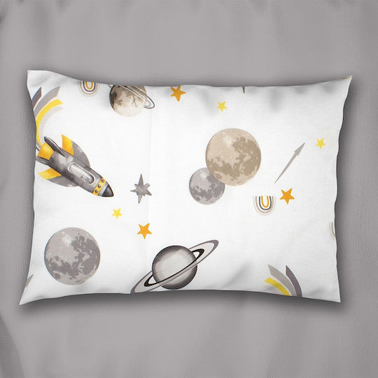 Dimcol Space Παιδική Μαξιλαροθήκη από 100% Βαμβάκι 50x70εκ. White-grey