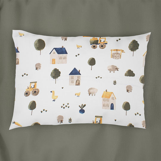 Dimcol Kids Cotton Pillowcase 50x70cm White-green