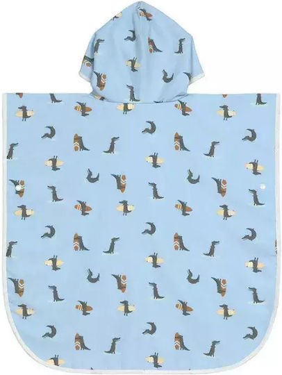 Lassig Kid's Beach Poncho UPF 80 Protection Crocodile Blue 60x60cm