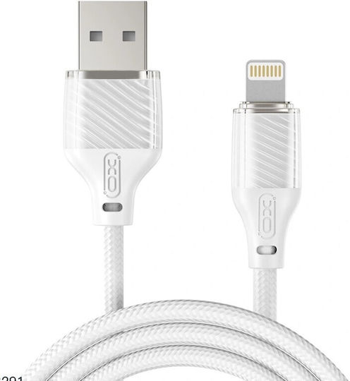 XO Braided USB-A to Lightning Cable 27W Λευκό 1m 16.005.0379