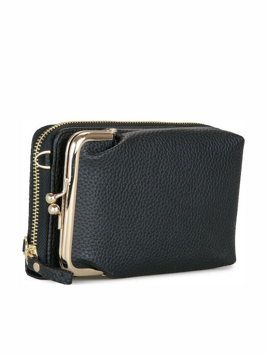 Schwarze Damenbrieftasche mit Reißverschluss