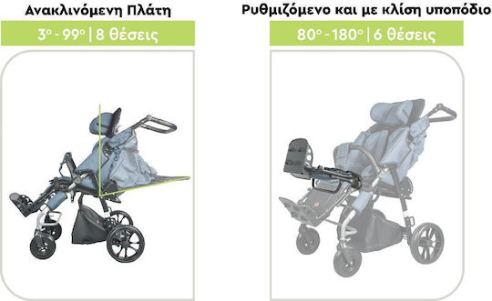 Mobiak Yeti Παιδικό Αναπηρικό Αμαξίδιο Ειδικού Τύπου με Ανακλινόμενη Πλάτη 28cm 0815500