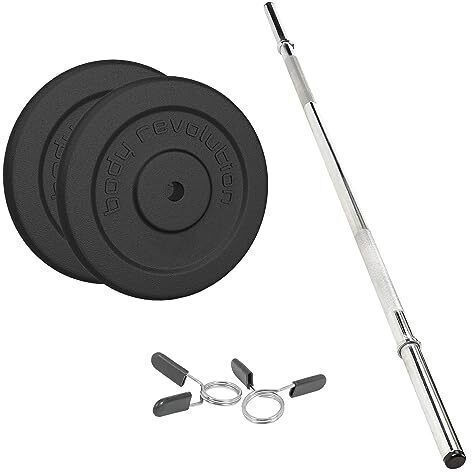 Straight Bar Set with Strength Training Weight with Pegs
