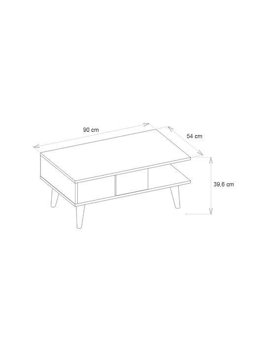 Măsuță Centrală Rectangulară Andros din Lemn Stejar Sapphire - Alb cu Efect de Marmură M90xL54xÎ39.6cm