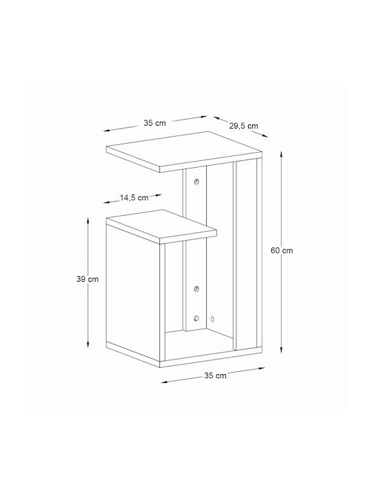 Rectangular Side Table Rosana Wooden Black M35xW29.5xH60cm