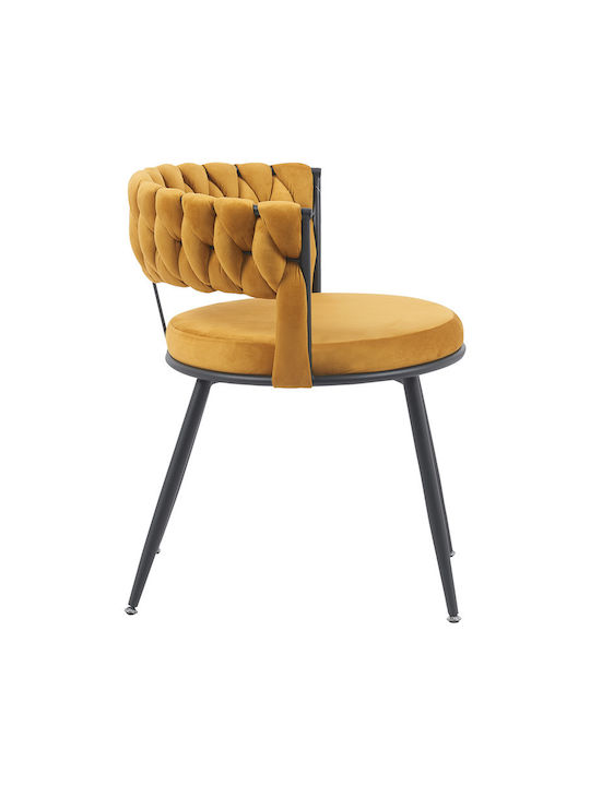 Alkia Dining Room Velvet Chair Yellow Velvet 60x57x68cm