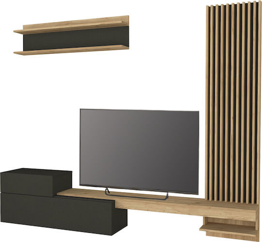 Unitate TV pentru sufragerie Dumont Anthracite - Sepet Oak L240xA36.8xÎ200cm