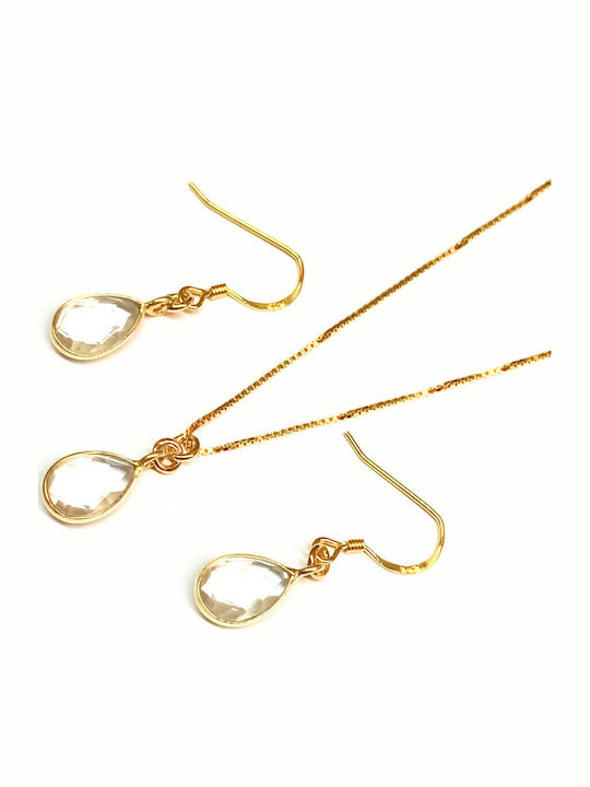 Amalfi Accessories Set mit Halskette & Ohrringe aus Silber Vergoldet mit Steinen