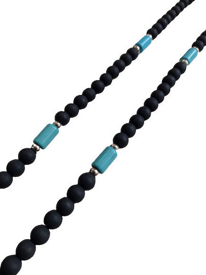 Prayer Beads Black Stones and Turquoise Stones 100 Pieces 38cm