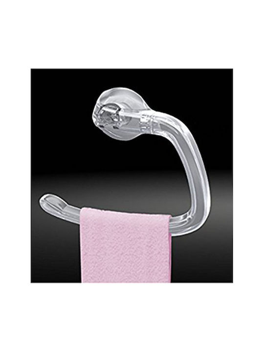 Bathroom Towel Rack 24.3x7.4x19.8cm Plastic Wall-Mounted Suction Cup Locking System Transparent Bama Italy