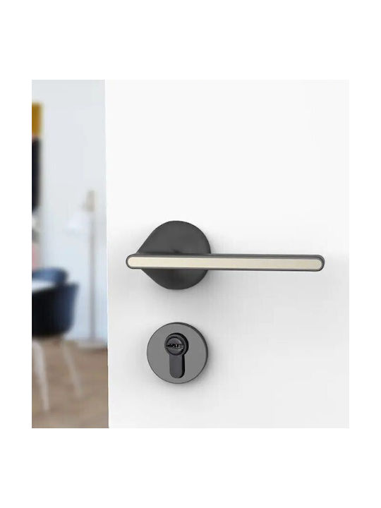 Door Handle Rosette Yalis Bj84266 148x56mm Black Stainless Steel Left Front Door 259-84266bjmsb Left Front Door