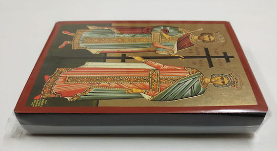 Sfinții Constantin și Elena Întregi Imagine Plată Categoria Hârtie Tal Nr 0 Dimensiune 10,0 cm X 14,0 cm Icoană Lemn Mdf S&k Byzantine Icons