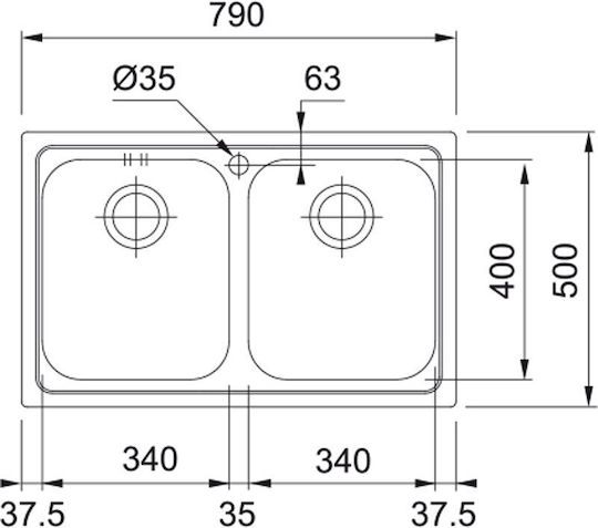 Franke Logica Line Lll 620 Ένθετος Inox Σαγρέ Μ79xΠ50cm Ασημί Franke Logica Line Lll 620 Ένθετος Inox Σαγρέ Μ79xΠ50cm Ασημί