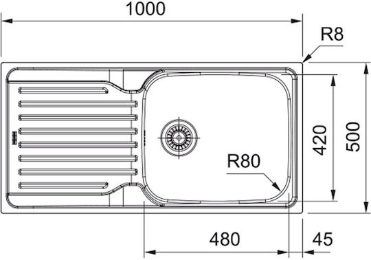 Franke Antea Azn 611-100 Ένθετος Inox Σατινέ Μ100xΠ50cm Ασημί