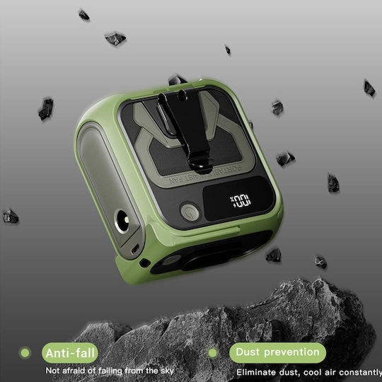 Techsuit Premium Portable Mini Fan Z13 Power Bank Rechargeable 5 Wind Speeds Belt Buckle 10000mah Orange