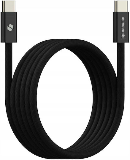 Spacecase Magnetic / Braided USB 2.0 Cable USB-C male - USB-C 100W PD Μαύρο 1m