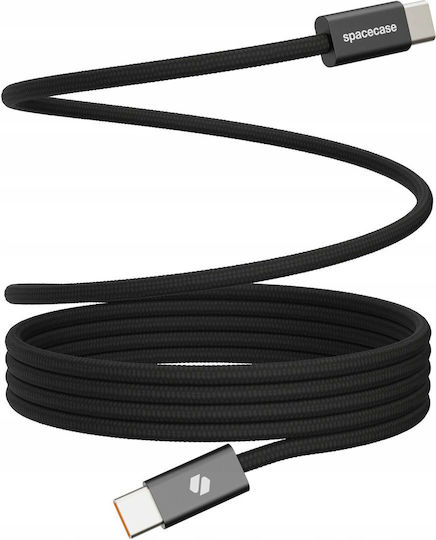 Spacecase Magnetic / Braided USB 2.0 Cable USB-C male - USB-C 100W PD Μαύρο 1m