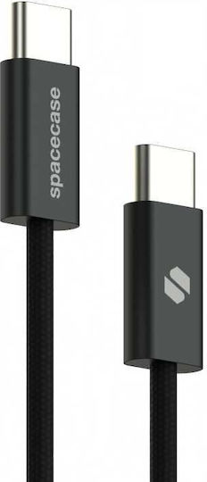 Spacecase Magnetic / Braided USB 2.0 Cable USB-C male - USB-C 100W PD Μαύρο 1m