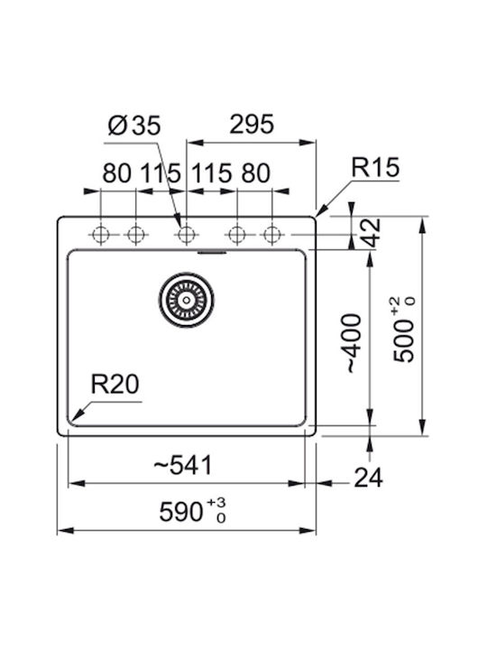 Franke Centro 1140674066 Drop-In Spüle aus Verbundgranulat B59xT50cm Schwarz