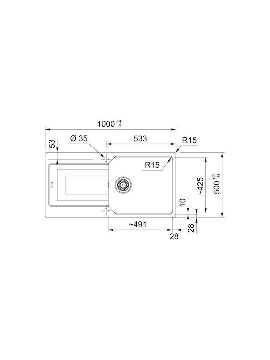 Franke Urban Ubg 611-100 1140687691 Drop-In Chiuvetă din Granit Sintetic L100xW50cm Bej