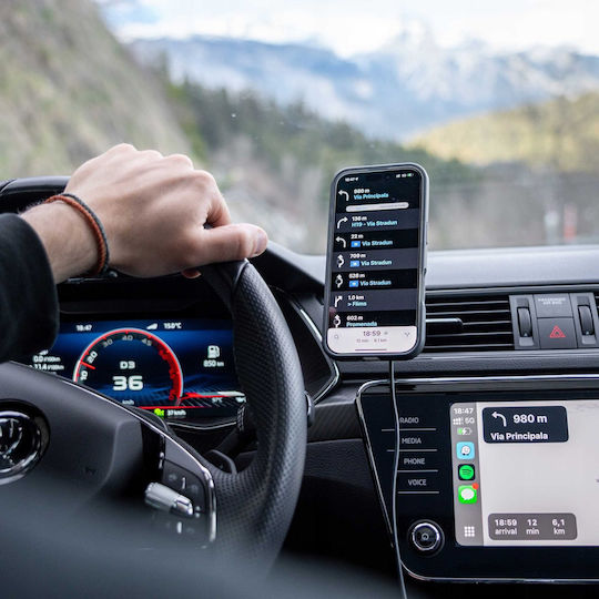 Spacecase Auto Handyhalterung mit Magnet und Kabelloses Laden MagSafe Schwarz