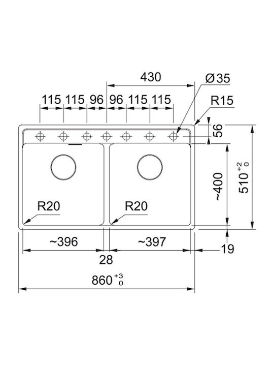 Franke Maris Mrg 620-40-40 Tl Ένθετος Νεροχύτης από Συνθετικό Γρανίτη Μ86xΠ51cm Coffee