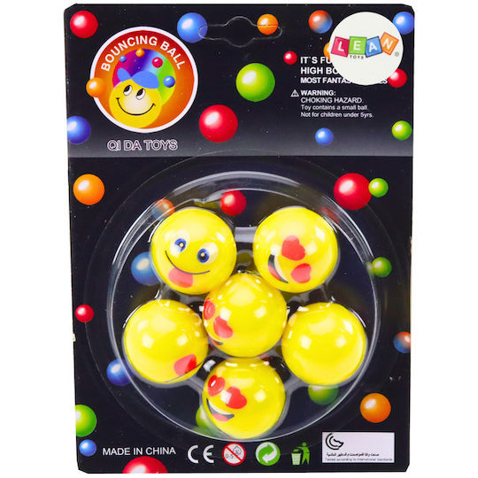 Set 6 Yellow Emoji Rubber Balls