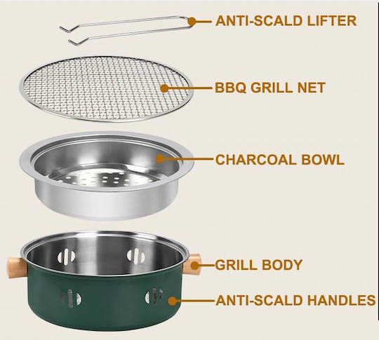 Uncle George Stainless steel Portable Charcoal Grill 28cmx28cm