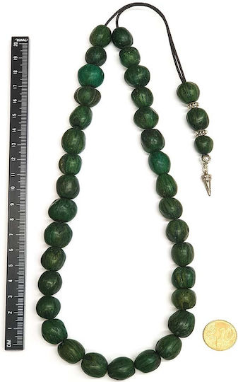 Roloi Komboloi Nutmeg Worry Beads with 33 Beads Green 42cm
