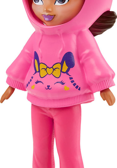 Mattel With Hoodie Bunny Polly Pocket Friend Clips Doll for 4+ Years 10cm