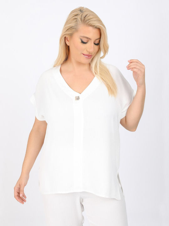 Bluza Damă De Vară Din In Alb