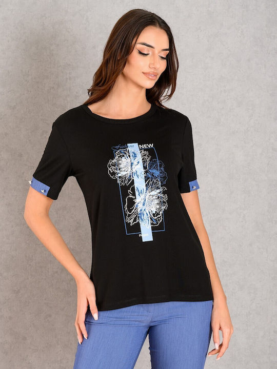Women's Blouse Short Sleeve Black