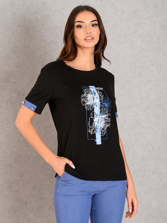 Women's Blouse Short Sleeve Black
