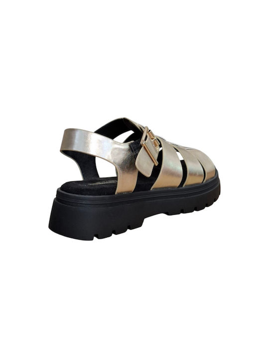Women's Flat Sandals Anatomic with Strap in Gold Color