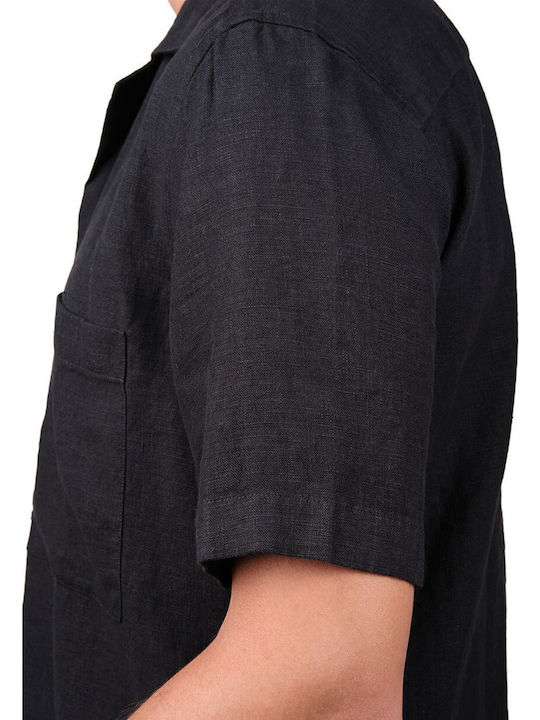 Μακρυμάνικo Λινό Overshirt Μαύρο