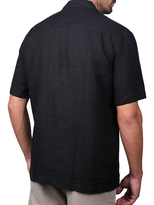 Μακρυμάνικo Λινό Overshirt Μαύρο