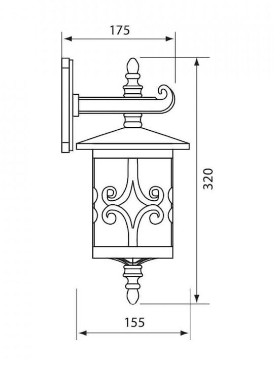 Vivalux Jardin Wall-Mounted Outdoor Lantern E27 IP44 17.5x15.5x32εκ.