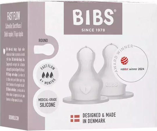 Bibs Silicone Baby Bottle Teats Fast Flow for 4+ months 2pcs